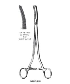 Wertheim Hysterectomy Forceps, Slightly Curved, 1X2 Teeth, 22Cm (SS-78-1060)