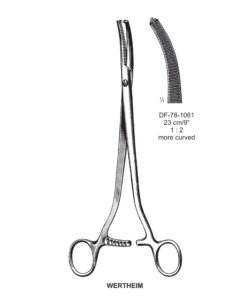 Wertheim Hysterectomy Forceps, More Curved, 1X2 Teeth, 23Cm (SS-78-1061)