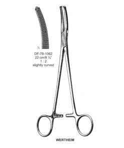 Wertheim Hysterectomy Forceps, Slightly Curved, 1X2 Teeth, 22Cm (SS-78-1062)