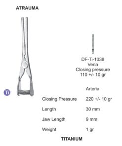 Titanium-Atraum Bulldog Clamps, Length 30Mm, Str, Jaw Length 9Mm (SS-Ti-1038)