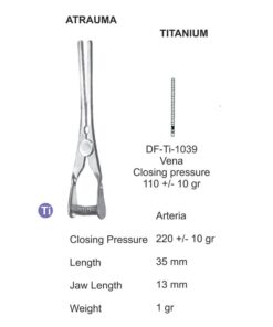 Titanium-Atraum Bulldog Clamps, Length 35Mm, Str, Jaw Length 13Mm (SS-Ti-1039)