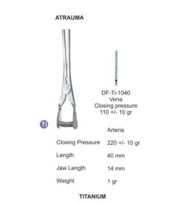 Titanium-Atraum Bulldog Clamps, Length 40Mm, Str, Jaw Length 14Mm (SS-Ti-1040)