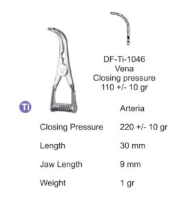 Titanium-Atraum Bulldog Clamps, Length 30Mm, Angled, Jaw Length 9Mm (SS-Ti-1046)