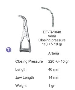 Titanium-Atraum Bulldog Clamps, Length 40Mm, Angled, Jaw Length 14Mm (SS-Ti-1048)
