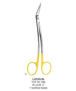 Tc-Locklin Operating Scissors, One Toothed Blade, Angled, 16Cm (Tcf.30.16B)