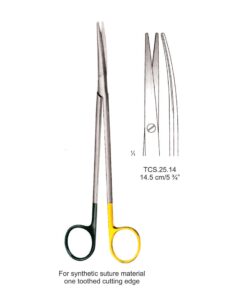 Tc-Ligature Supercut Scissors, One Toothed Cutting Edge, Cvd, 14.5Cm  (Tcs.25.14)