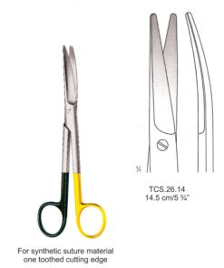 Tc-Ligature Supercut Scissors, One Toothed Cutting Edge, Cvd, 14.5Cm  (Tcs.26.14)