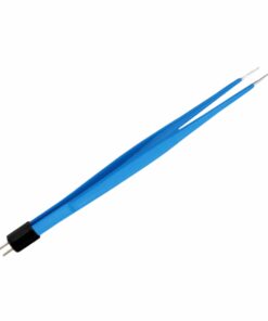 Reusable Bipolar, Semkin Forceps, Straight, With American Plug, 15.9 Cm Length, 0.5Mm Tip, Blue (E-5-2835)