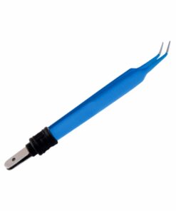 Reusable Bipolar, Iris Forceps, Angled, With European Plug, 10.8 Cm Length, 0.5Mm Tip, Blue (E-5-2895)