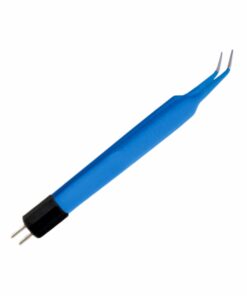 Reusable Bipolar, Iris Forceps, Angled, With American Plug, 10.8 Cm Length, 1.0Mm Tip, Blue (E-5-2930)