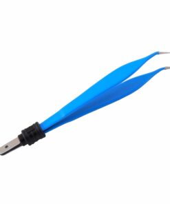 Reusable Bipolar, Adson Forceps, Angled, With European Plug, 12 Cm Length, 1.0Mm Tip, Blue (E-5-340)