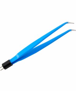 Reusable Bipolar, Standard Forceps, Angled, With American Plug, 16 Cm Length, 0.7Mm Tip, Blue (E-5-4665)