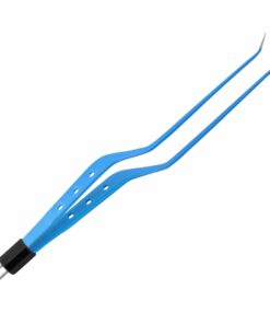 Reusable Bipolar, Yasargil (3 Holes Style) Forceps, Angled Down, With Amertican Plug, 22 Cm Length, 0.5Mm Tip, Blue (E-5-5500)