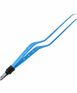Reusable Bipolar, Yasargil (3 Holes Style) Forceps, Angled Up, With European Plug, 20 Cm Length, 1.0Mm Tip, Blue (E-5-5590)
