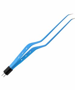 Reusable Bipolar, Yasargil (3 Holes Style) Forceps, Angled Up, With American Plug, 22 Cm Length, 1.0Mm Tip, Blue (E-5-5710)