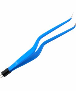 Reusable Bipolar, Bayonett Forceps, Angled Up, With American Plug, 22 Cm Length, 1.0Mm Tip, Blue (E-5-7185)