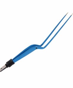 Reusable Bipolar, Hardy Bayonet Forceps, Angled, With European Plug, 20 Cm Length, 2.0Mm Tip, Blue (E-5-860)