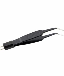 Reusable Bipolar, Jeweller Forceps No.5, Angled, Non Stick, With American Plug, 10 Cm Length, Needle Tip, Black (E-8-2146)