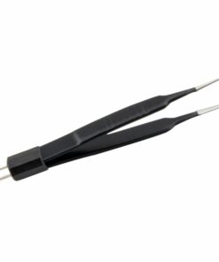 Reusable Bipolar, Mcpherson Forceps, Straight, Non Stick, With American Plug, 10 Cm Length, 0.5Mm Tip, Black (E-8-2726)