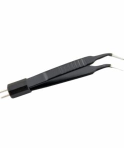 Reusable Bipolar, Mcpherson Forceps, Angled, Non Stick, With American Plug, 10 Cm Length, Needle Tip, Black (E-8-2866)
