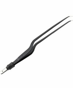 Reusable Bipolar, Bayonett Forceps, Angled Down, Non Stick, With European Plug, 18 Cm Length, 1.5Mm Tip, Black (E-8-4020)