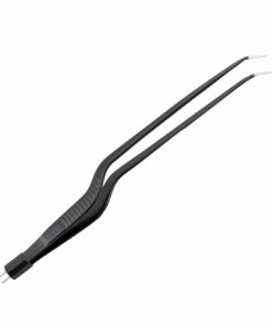 Reusable Bipolar, Bayonett Forceps, Angled Down, Non Stick, With American Plug, 22 Cm Length, 0.7Mm Tip, Black (E-8-4185)