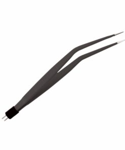Reusable Bipolar, Standard Forceps, Long Angled, Non Stick, With American Plug, 22 Cm Length, 0.7Mm Tip, Black (E-8-5400)