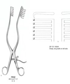 Abdominal Retractors, 28.5Cm, Sharp, 6X6, Long Teeth Left