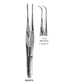 Graefe Iris Forceps, Angled, 1X2 Teeth, 7 Cm  (SS-360-4216)