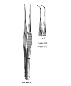 Graefe Iris Forceps, Angled, 1X2 Teeth, 10 Cm  (SS-360-4217)