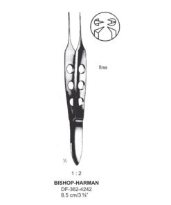 Bishop-Harman Iris Forceps Fine 1X2Teeth, 8.5Cm  (SS-362-4242)