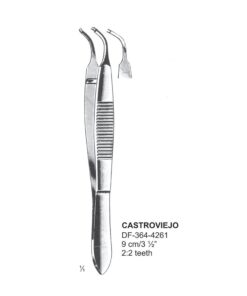 Castroviejo Tissue Forceps,  2:2 Teeth, Angled, 9 Cm  (SS-364-4261)