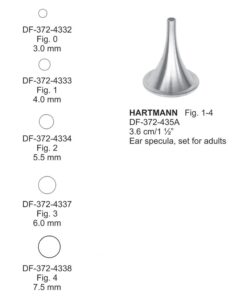 Hartmann Ear Specula, 3.6Cm Fig. 1-4, Set For Adults (SS-372-435A)