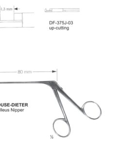 House Dieter Ear Polypus Forceps,Malleus Nipper, Up Cutting, 1.3Mm, Shaft Length 80Mm  (SS-375J-03)