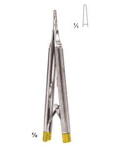 Castroviejo Micro Needle Holders Straight Tc 12.5Cm With Lock, Smooth Jaw (I-071-12Tc)