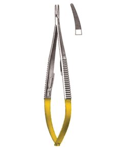 Castroviejo Micro Needle Holders Curved Tc 18Cm With Lock, Micro Profile 0.3 Mm (I-077-18Tc)