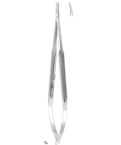 Micro Needle Holders Curved 15Cm Without Lock, Stainless Steel, Diamond Coated Jaw 11 X 0.4 Mm (I-091-15)