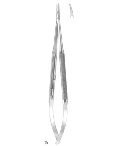 Micro Needle Holders Curved 18Cm Without Lock, Stainless Steel, Diamond Coated Jaw 11 X 0.4 Mm (I-095-18)