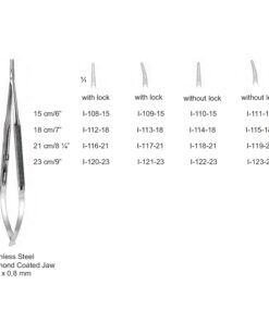 Micro Needle Holders Curved 23Cm With Lock, Stainless Steel, Diamond Coated Jaw 11,0 X 0,8 Mm (I-121-23)