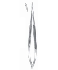 Micro Needle Holders Curved 15Cm Without Lock, Stainless Steel, Diamond Coated Jaw 2.0 Mm Wide (I-127-15)