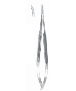 Micro Needle Holders Curved 18Cm With Lock, Stainless Steel, Diamond Coated Jaw 2.0 Mm Wide (I-129-18)
