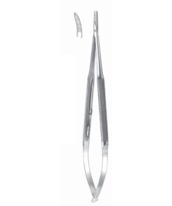 Micro Needle Holders Curved 18Cm Without Lock, Stainless Steel, Diamond Coated Jaw 2.0 Mm Wide (I-131-18)
