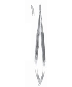 Micro Needle Holders Curved 21Cm Without Lock, Stainless Steel, Diamond Coated Jaw 2.0 Mm Wide (I-135-21)