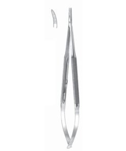 Micro Needle Holders Curved 23Cm With Lock, Stainless Steel, Diamond Coated Jaw 2.0 Mm Wide (I-137-23)