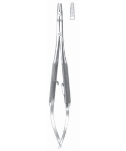 Gregory Micro Needle Holders Straight 18Cm With Lock, Double Action, Stainless Steel, Diamond Coated Jaw 2.0 Mm Wide (I-140-18)