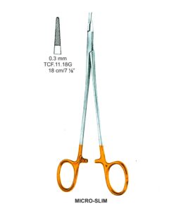 Tc-Micro-Slim Needle Holders Serrated 0.3Mm, 18Cm V.Notch  (Tcf.11.18G)
